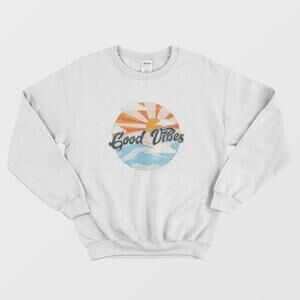 Good Vibe Beach Summer Retro Graphic Sunshine Aesthetic Unisex Sweatshirt
